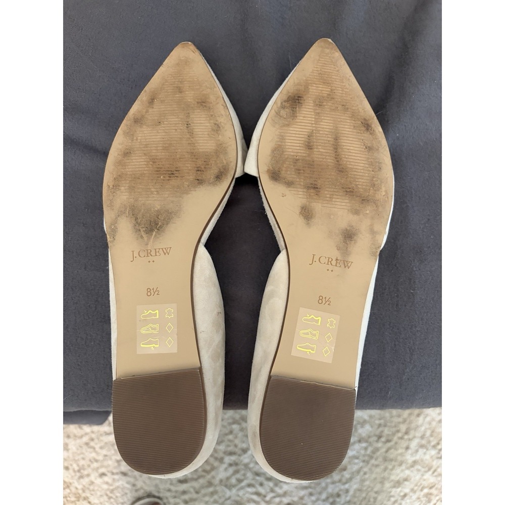 J. Crew Women's Zoe D'Orsay Flats Beige Tan Suede Pointed Toe Slip-On Shoes 8.5 - Picture 5 of 9